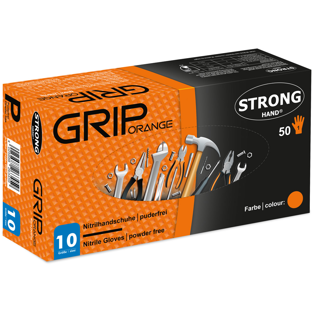 2512-StrongHand Guante de nitrilo desechable Guante Portable naranja Bilateral W